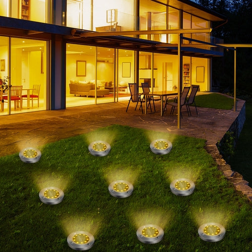 4/8-LED Solarbetriebene Bodeneinbauleuchte für Außenbereiche – Garten-, Weg- und Terrassenbeleuchtung