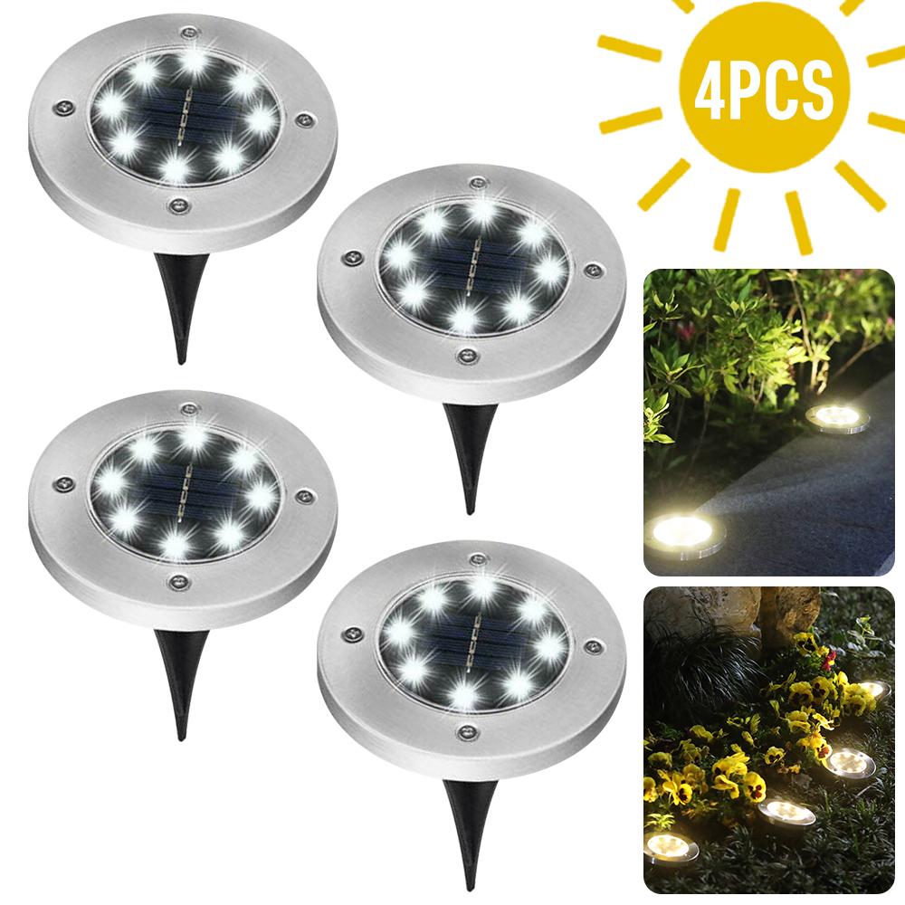 4/8-LED Solarbetriebene Bodeneinbauleuchte für Außenbereiche – Garten-, Weg- und Terrassenbeleuchtung