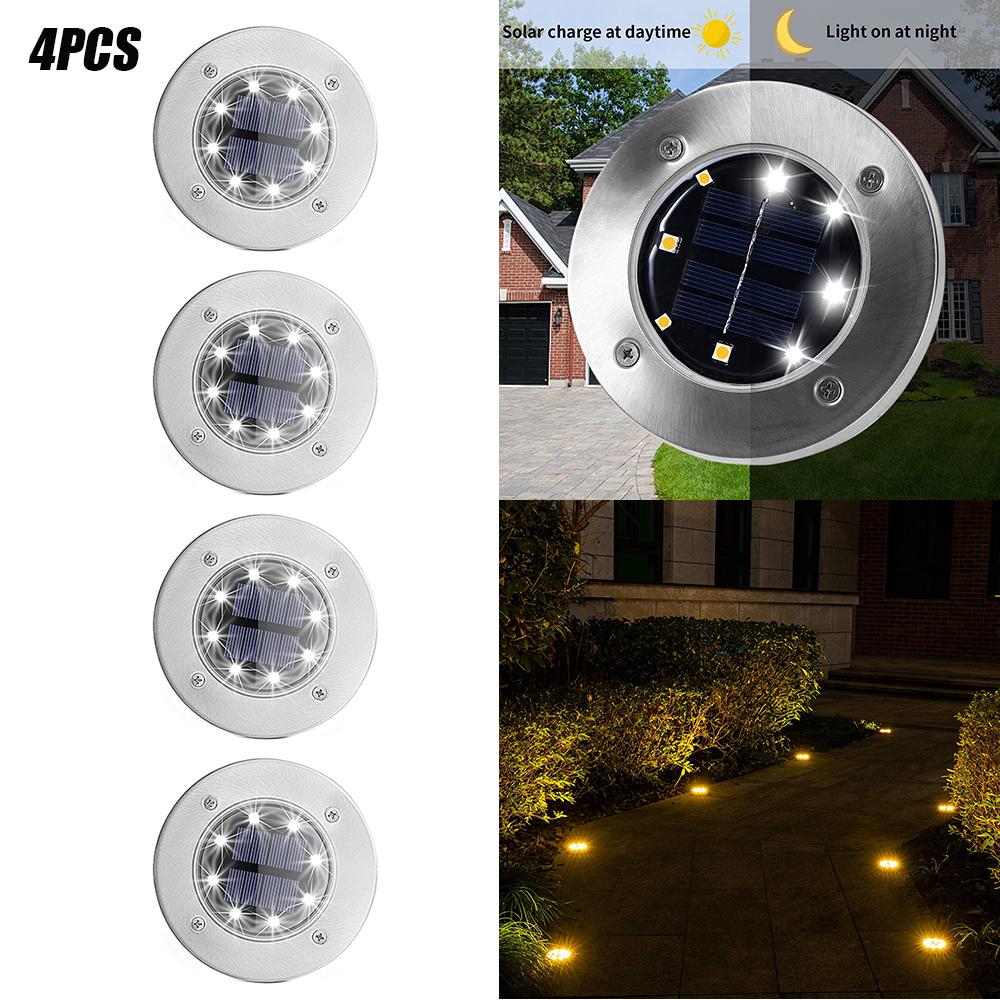4/8-LED Solarbetriebene Bodeneinbauleuchte für Außenbereiche – Garten-, Weg- und Terrassenbeleuchtung