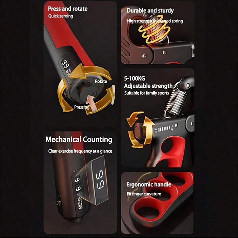 Handtrainer Verstellbar 5-150kg - Griffkraft Trainer für Unterarm & Handgelenk