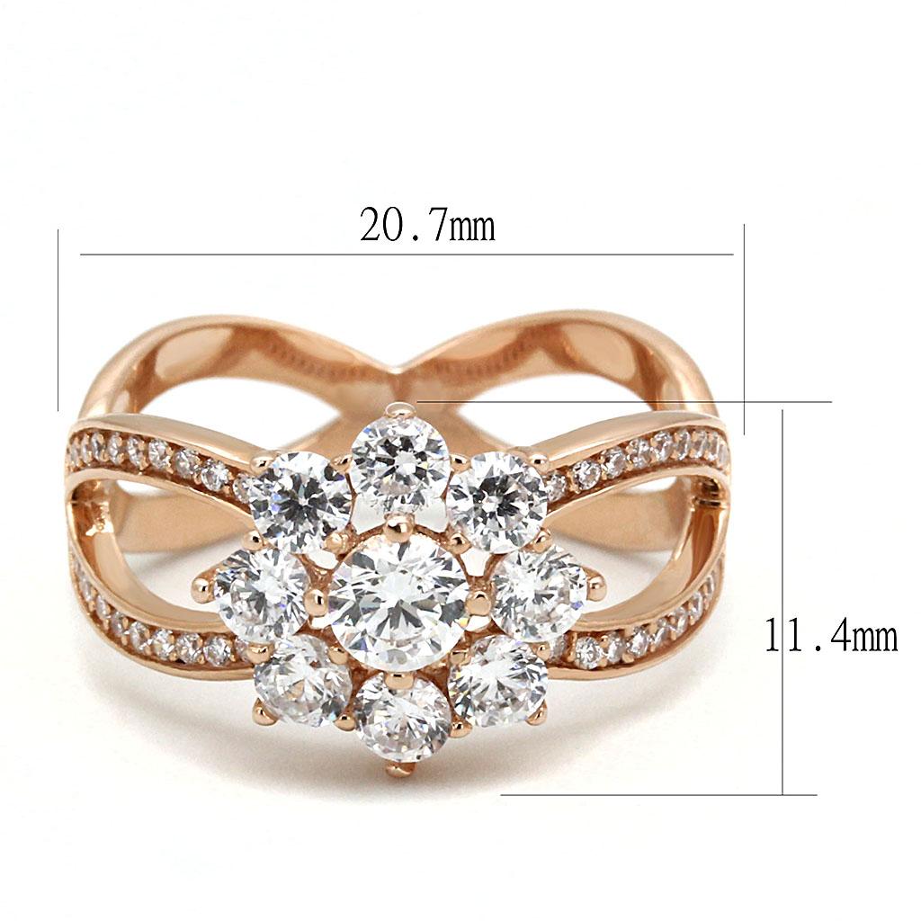 TS586 – Roségoldener Ring aus 925er Sterlingsilber mit klarem AAA-Zirkonia