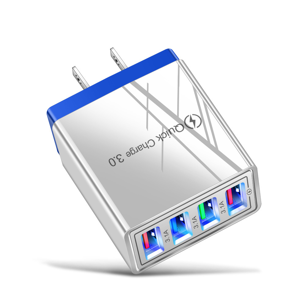 4-Port USB Ladegerät Schnellladung für iPhone Samsung Huawei