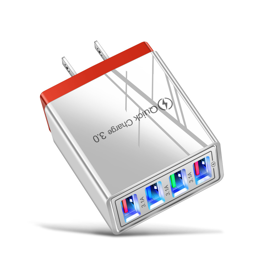 4-Port USB Ladegerät Schnellladung für iPhone Samsung Huawei