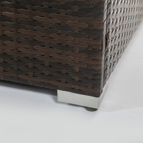 Outdoor Gas-Feuerstelle quadratisch dunkelbraun Geflecht-Feuertisch