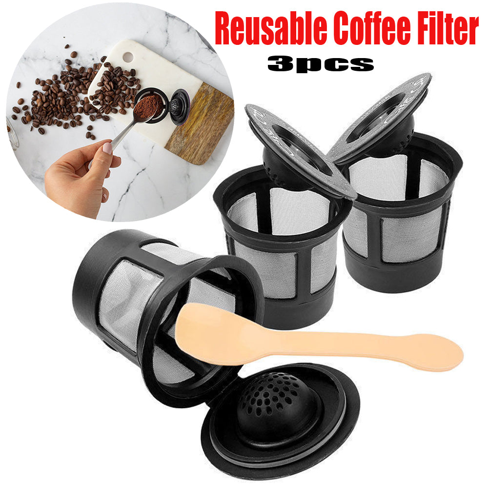 3-teiliges wiederverwendbares Kaffeefilter-Pod-Set mit Löffel